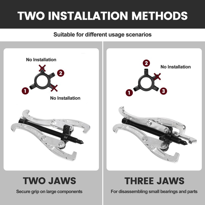 Motor Tech Gear Puller Set, 3" 4" 6" 8'' 3