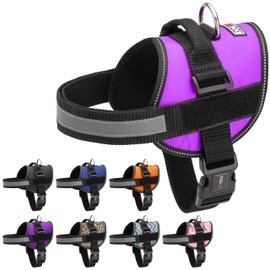Dogline Dog Harness, Reflective No-Pull Adjustable Vest with Handle for Walking, Training, Breathable, No - Choke Harness for Small, Medium or Large Dogs Room for Patches Girth 27 to 34 in Purple