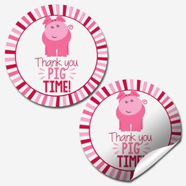Thank You Pig Time Pig Themed Thank You Customer Appreciation Sticker Labels for Small Businesses, 60 1.5" Circle Stickers by Amanda Creation, Perfect for Envelopes, Postcards & More!