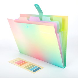 Ddaowanx Expanding File Folder, Letter A4 Size Accordion Plastic File Organizer, 5 Pocket Folders for Documents, Aesthetic Folder with Labels, Paper Organizer for School Office (Aurora Green)