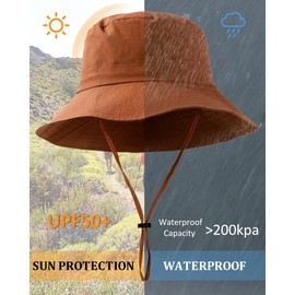 Waterproof Sun UPF 50+ Bucket Hat UV Protection Packable Brimmed Boonie for Women Men Summer Lightweight Hiking Outdoor Cap Caramel