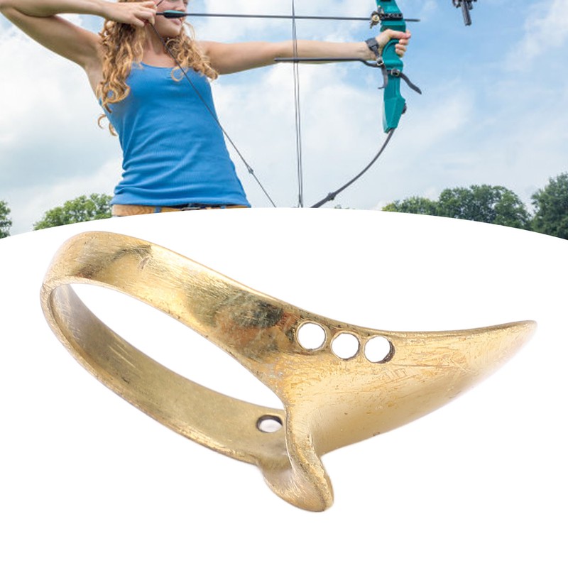 Brass Archery Thumb Ring Portable Finger Protector with Anti Lost