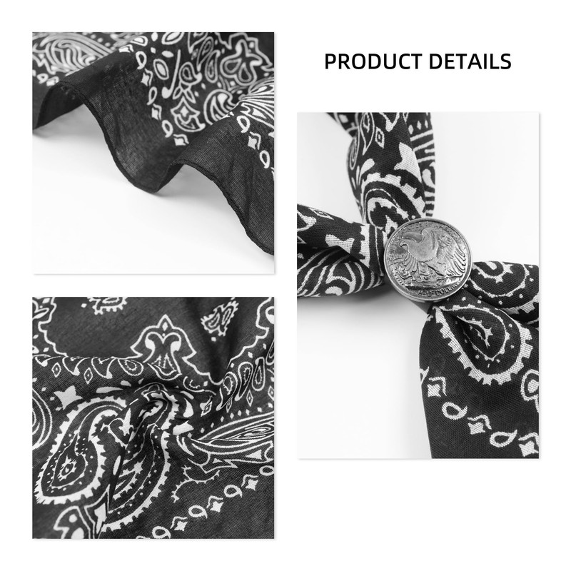 Hymeiluely Western Bandana Scarf With Vintage Eagle Coin Buckle, Paisley