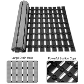 MBOSS Bathtub Mat Non Slip, Shower Mat for Inside Shower, Suction Cups Design and Drain Holes, 27.5 X 15.7 Inch, Bathroom Essentials Safe, Easy to DIY Cut, Soft and Eco-Friendly Materials