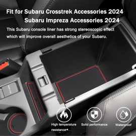 SENSHINE Cup Holder Insert for Subaru Crosstrek Accessories 2024 Impreza Accessories 2024 Center Console Liner Door Pocket Non-Slip Anti Dust Pad Premium Interior 18Pcs Set (Red Trim)
