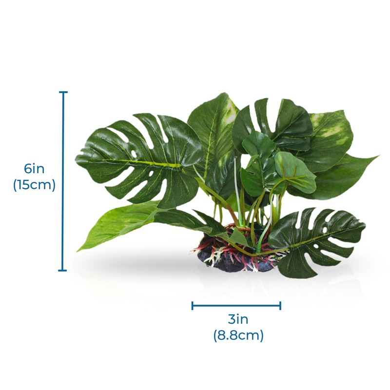 SunGrow Plastic Leaf Plant, Heavy-Duty Ceramic Base, Hiding Spot for