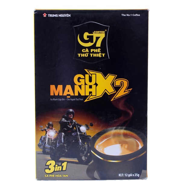 Trung Nguyen G7 Coffee Gu Manh X2, 3 in 1 Coffee, 12x25grams