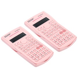 PATIKIL Scientific Calculator, 2 Pack 2-Line Standard Engineering Calculator 12 Digit LCD Display Math Calculator for Office Business Study, Pink