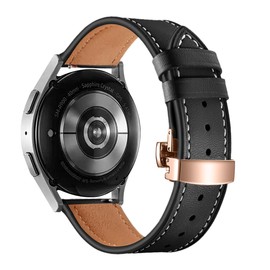 FAGWIG Genuine Leather Watch Band for Women Men Quick Release Spring Bars Bands 20mm 22mm Top Cowhide Calfskin Wristband Replacement Watchband Strap Butterfly Buckle