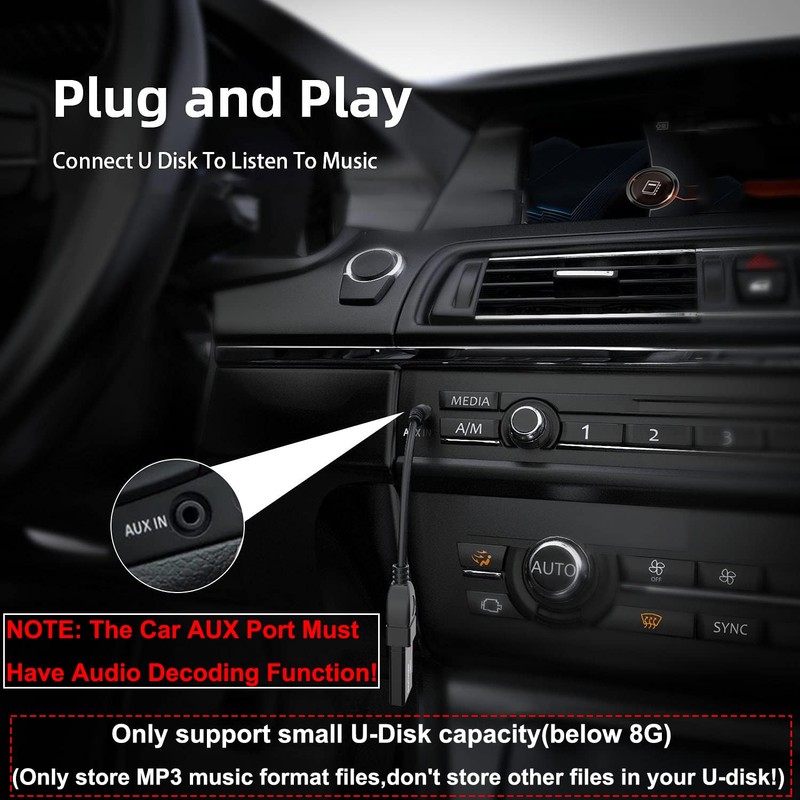 Warmstor 3.5mm (1/8 inch) AUX Audio Plug Male to USB