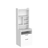 BTHFST Tall Nightstand with Charging Station and LED Lights, White