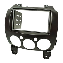 tomzz Audio 2433-009 Double DIN Radio Faceplate Compatible with Mazda 2 Type DE from 2007-2014 Black