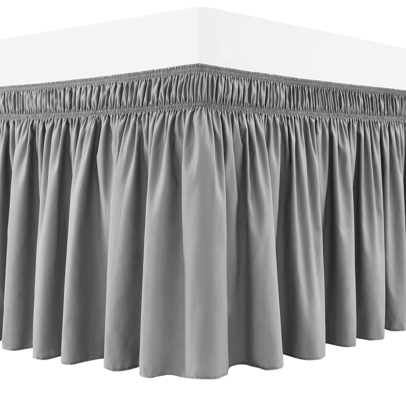 RIMELA Grey Bed Skirt Queen Size 15 Inch Drop Solid