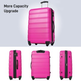 Merax 4 piece Hardshell Luggage set with a Travel Bag and 8 Luggage Storage Bags, 16”+20”+24”28” Lightweight Expandable Suitcase with TSA Lock and Spinner Wheels, Pink