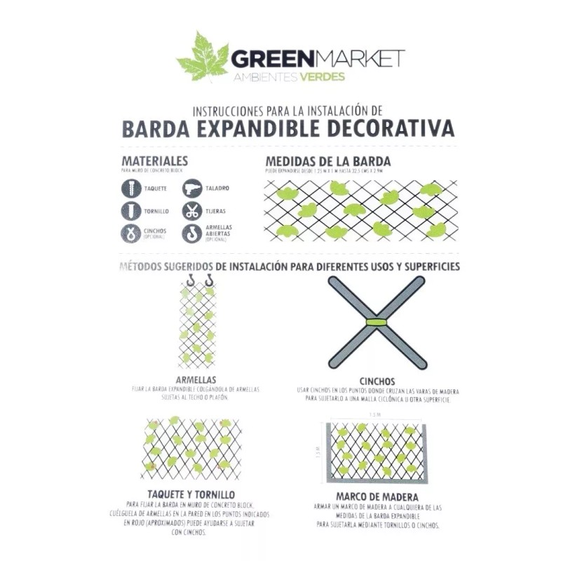 Green Market Follaje Rollo 1mx3m Muro Hoja Verde Plantas Artificiales