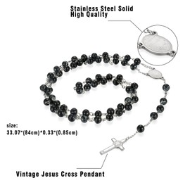 OIDEA Rosary Cross Necklace Stainless Steel Catholic Jesus Christ Crucifix Religious with Pendant Cross Chain Jewellery Gift for Men Women Christmas Gold Silver Black Rose Gold, Stainless Steel, No