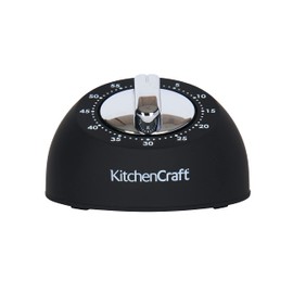 KitchenCraft Mechanical Kitchen Timer with Soft Touch and Chrome finish, Countdown Timer 1 Hour, Black and Chrome