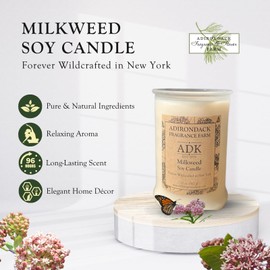 ADK Milkweed Scented Candle, 20 Oz Aromatherapy Candle, Proudly Poured in The USA, Natural Wax for Relaxation and Home Décor, for Gift, Kitchen, and Living Spaces