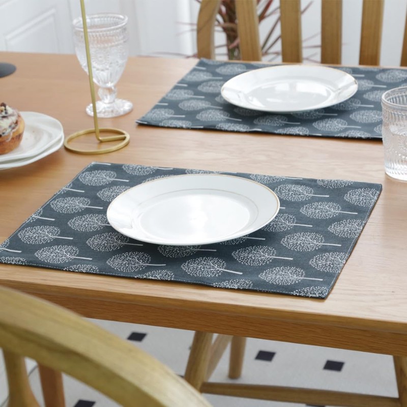 CosyAurora Placemats Mulberry Trees, 30 x 40 cm, Navy Grey,