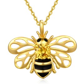AENEAS Bee Necklaces for Women Sterling Silver Gold Plated Bumble Bee Pendant Jewelry Gifts for Women