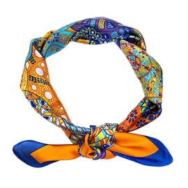 FAIRYGATE Women's Silk Scarf Square Printed Satin Silk Scarf Head Scarf 70 x 70 cm, 92008, 27.5x27.5 Inch