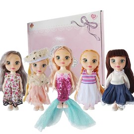 6.3'' Baby Girls Doll Toys, Includes Handmade Doll Clothes, 5 Sets 6.3" Small Girl Dolls, 5 Pairs of Shoes.