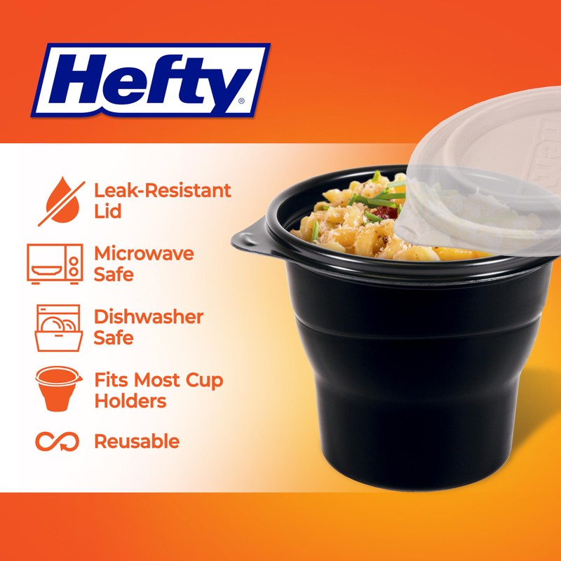 Hefty Multi-Purpose Cups, Reusable Containers with Lids, 16 Ounce Capacity,