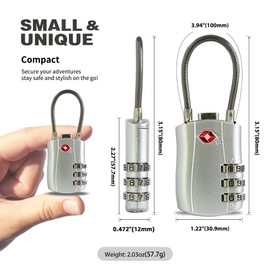 UP Security Luggage Locks TSA Approved 2 Pack, Small Padlock Combination, TSA Locks for Luggage, Travel Combo Padlock with Code for Suitcase, Backpack Zipper, Locker, Gun Case, Ammo Can (Black+Silver)