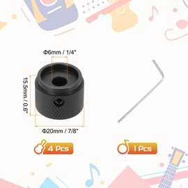 MECCANIXITY 4PCS Guitar Knobs Metal, Volume Tone Control Dome Knobs 1/4" x 7/8" x 0.6" Potentiometer Knobs with Wrench for Electric Guitar Bass, Matte Black