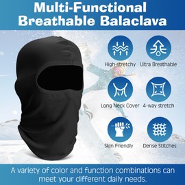 Jelbolin Balaclava Face Ski Mask: 6 Pack Breathable Full Face Cover for Men Women Full Head Masks Neck Gaiter, Black