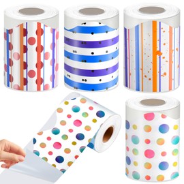 4 Rolls Bulletin Board Borders,196.8 FT Self Adhesive Classroom Borders for Bulletin Board,Stripe Wave Line Bulletin Border,Bulletin Board Decorations for School,Home,Office，Room (Stripe)