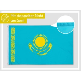 PHENO FLAGS Kazakhstan flag, 90 x 150 cm, weatherproof and tear-resistant, perfect decoration for Kazakhstan fans, hoisting flag for indoor and outdoor use
