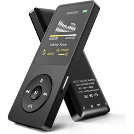 16GB MP3 Player with Bluetooth 5.3, 1.8" Screen Portable Music Player with FM Radio, Voice Recorder, 80H Audio Shuffle Playback, Lightweight for Sport Running, Expanded Up to 128GB Micro SD Card - Colour: Black, Storage: 32GB