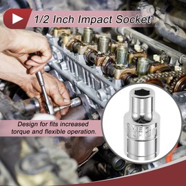 HEROFFIX 1 Pcs Impact Socket Durable Hardware Tool 38mm Silver Tone Chrome Vanadium Steel 6 Point 8mm for Car Motorcycle Dirtbike Repair Shallow 1/2 Inch Drive