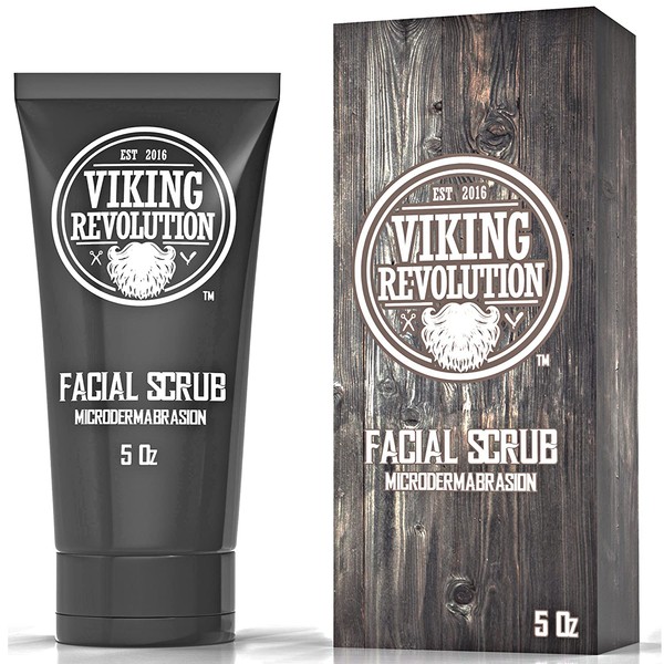 Viking Revolution Microdermabrasion Face Scrub for Men - Facial Cleanser to Exfoliate Skin, Deep Cleansing Facewash Removes Blackheads, Spots, Ingrown Hairs - Men's Daily Pre-Shave Face Scrub