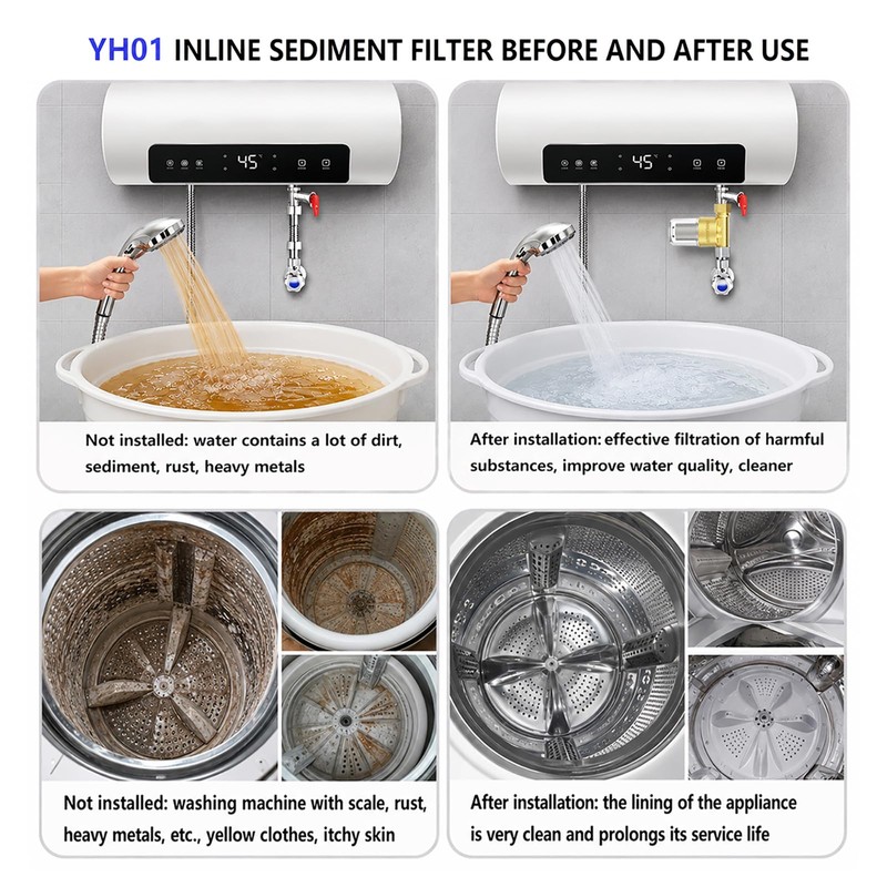 ZHYUUAX YH01 Reusable Washing Machine Water Filter, 40 Micron Brass