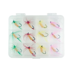Orurdo Qb100138a03n0 12-Piece Set of 12 Hair Flies with 3 Types to Choose from, Strap Compatible Case, Perfect for Fly Fishing, Trout, Trout, Tube Fishing, Mountain Stream Fishing, Etc., C-type