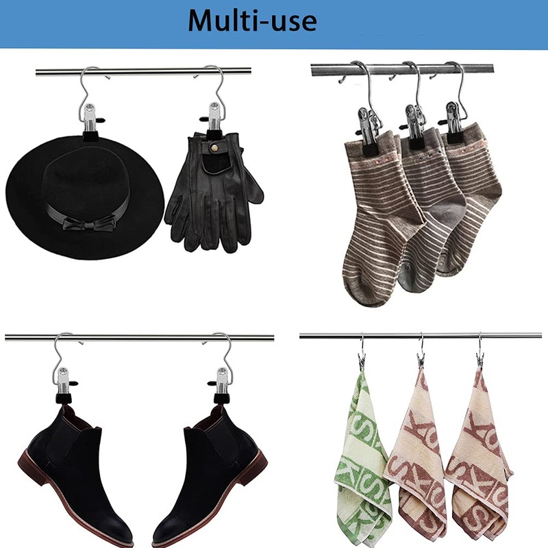 ZDZBLX 24PCS Laundry Hanging Hook Stainless Steel Hanging Clips Boot