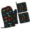 WAWOWA Shark Oven Mitts and Potholders BBQ GlovesSets of 4,