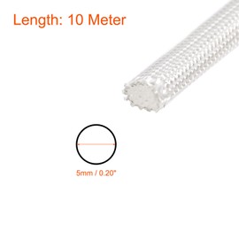 Rebower Fibreglass Sleeve Insulated Cable Protection Pipe [for High Temperature Applications] - 32.8 Ft-5 mm / White