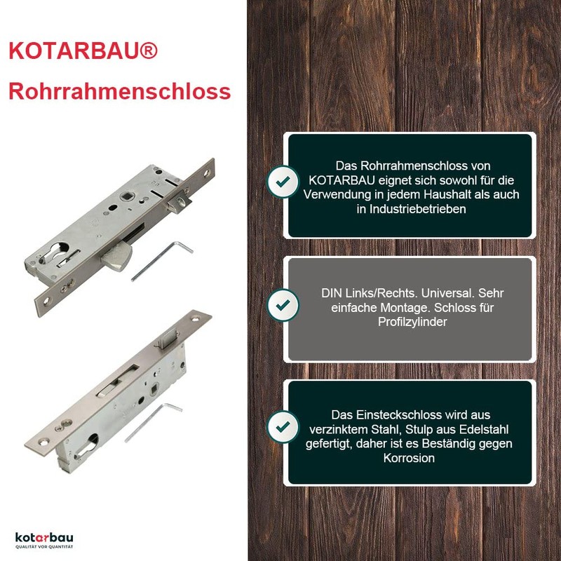KOTARBAU Tubular Frame Lock 92 mm Backset 30/35 mm Stainless