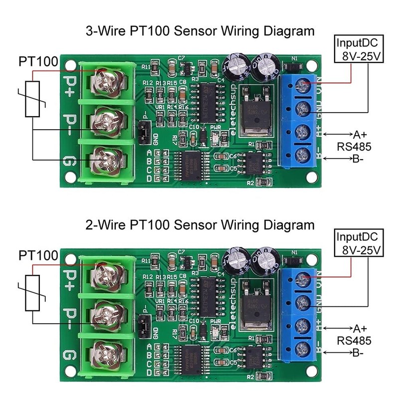 PT100 RS485 Sensor Module, PTA9B01 DC 12V 24V RS485 Temperature