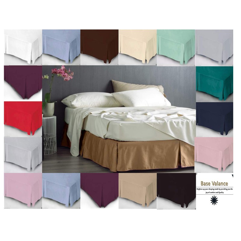 HASSTEX Pleated Poly-Cotton Platform Base Valance 40CM Sheets 200 Thread