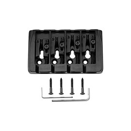 Musiclily Pro 19mm Locking Saddles Hard Zinc 4-String Bass Bridge, Black