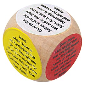 Prayer Cube - Religious Educational Tool - Wooden Cube - 1.5 Inch - 6 Prayers - Colorful - Unisex - Communion - Novelty
