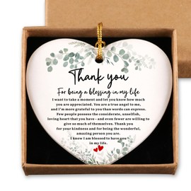 Thank You for Being a Blessing in My Life Appreciation Gifts for Coworkers Friends Nurse Teacher Employee Boss Women Men Christmas Tree Decoration Ceramic Heart Ornament