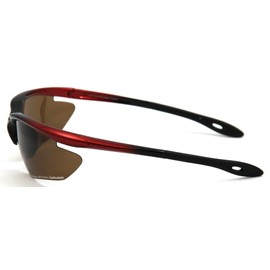 L-BALANCE EYES LBP-419-8 Polarized Sports Sunglasses, Black, Red/Polarized Brown