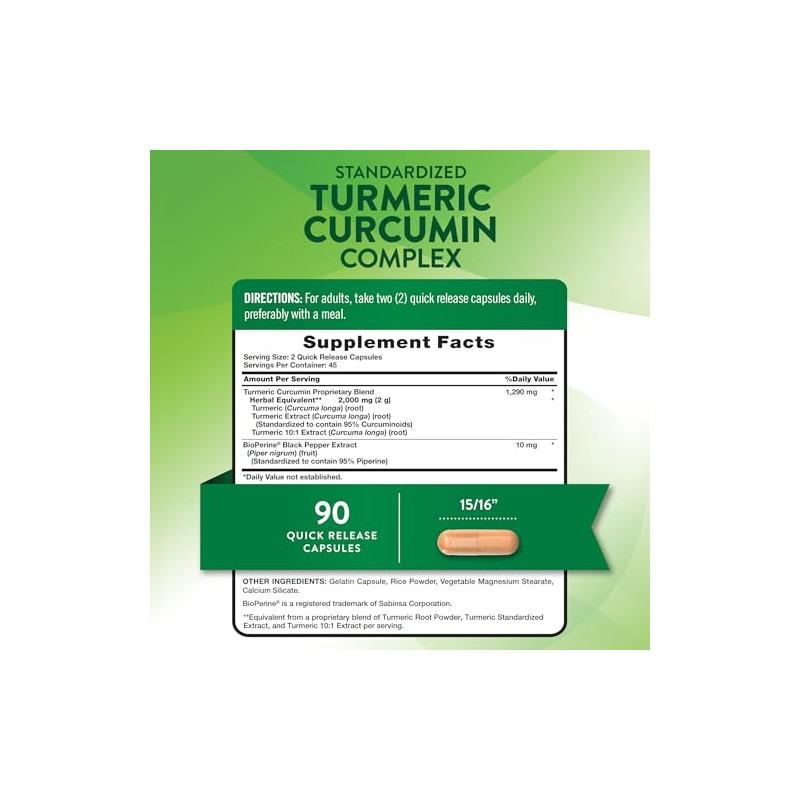 Natures Truth Cúrcuma con Bioperine Pimienta Negra 2000mg por cáda