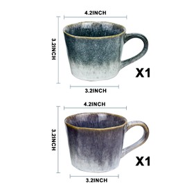 Set of 2 Ceramic Coffee Mugs 12 oz, Classic Design Vintage Couple Tea Cups with Handles - Dishwasher Safe, Microwave Safe, Office & Home Gift for Couples, Anniversary, Valentine’s Day