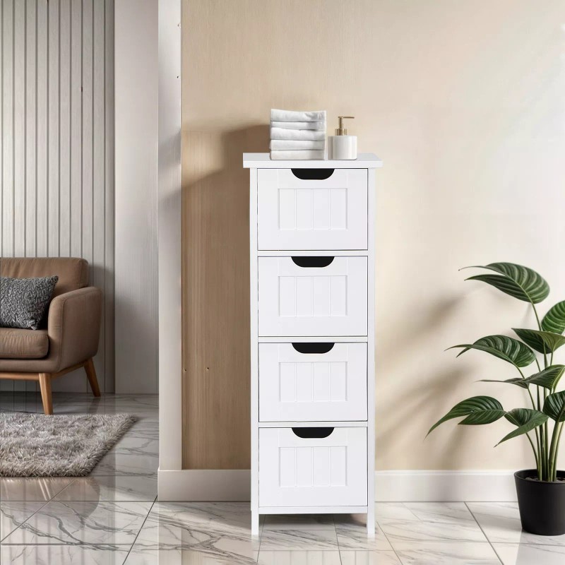 SEGAWE Bathroom Floor Storage Cabinet Freestanding Wooden Side Organizer with